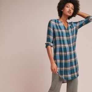 Anthropologie by Akemi + Lucie plaid tunic shirt